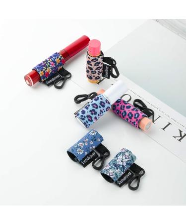 6 Pack Lip Balm Holder Compact Clip-On Neoprene Sleeve - Leopard & Flower Design - Buy Online on GoSupps.com
