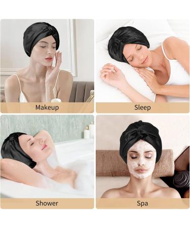 Arqumi Large Silk Hair Wrap | Double-layer Satin Bonnet for Sleeping | Adjustable Sleep Cap for Women | Black B (1PCS) - Buy Online on GoSupps.com
