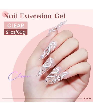 MIZHSE Nail Builder Gel Extension Clear Poly Nail Gel for Beginners 60g Non-Stick Hand Nail Extension Gel Nail Art Hard Gel 3D Modeling Salon UV Gel Home DIY Clean - Buy Online on GoSupps.com