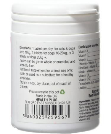 PetVits Multivitamin Formula for Cats & Dogs : Multivitamin General Health Pet Supplement : 90 Tablets in a 99% recycled pot - Buy Online on GoSupps.com
