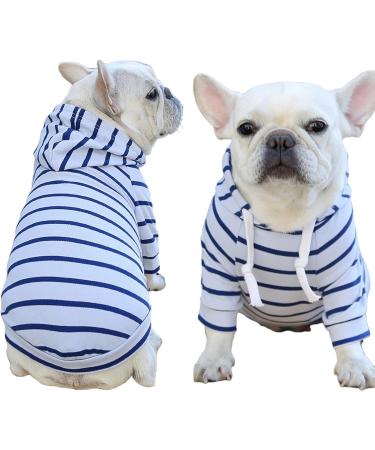 Zweitea Dog Hoodie Shirt for Small to Medium Dogs - Striped Hooded Jacket & Soft Sweatshirt for Puppies - Light Blue - Buy Online on GoSupps.com