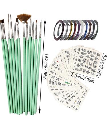 Aizuoni Brushes - Nail Brushes Pens Set with Nail Liner Brush and Nail Pens for Home Use and Professional Nail Salon with Stickers - Buy Online on GoSupps.com