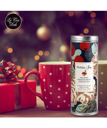 Poinsettia Christmas Tea Gift Basket by La Tea Dah | Gourmet Tea Sets for Tea Lovers | Black & Herbal Variety Pack | Premium Pyramid Sachets - Buy Online on GoSupps.com
