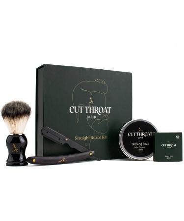 Premium Straight Razor Kit | Mens Beginners Cut Throat Razor Kit Inc Blades Brush Soap & Gift Box