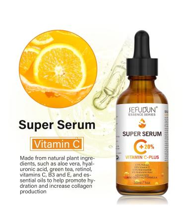 20% Vitamin C Serum for Face with Hyaluronic Acid - Anti-Aging Facial Serum for Men & Women Fades Dark Spots Boosts Collagen Hydrates & Plumps Skin - 1 Fl Oz - Buy Online on GoSupps.com