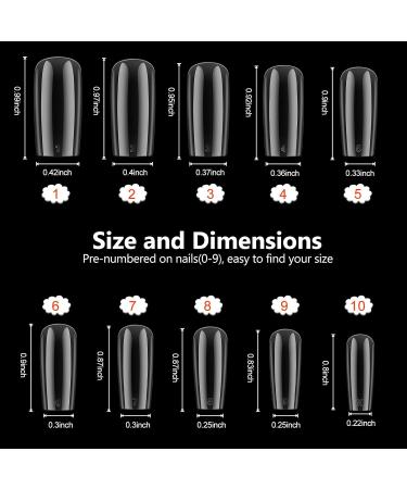 Square Nail Tips BOLASEN Clear Square False Nails with Glue 500Pcs Square Full Cover False Nail Tips Clear Fake Nails Squoval Shape Acrylic Nail Tips for Nail Salon & Home DIY 10 Sizes 501 Count (Pack of 1) - Buy Online on GoSupps.com