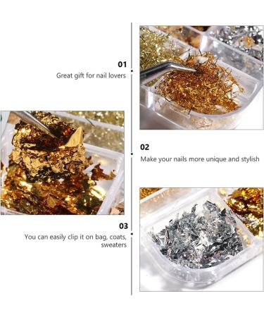 3 Boxes Nail Art Fragments Nail Painting Handicraft Nail Decor Gold Sequins Iaff Sticker Nail Art Foil Glitter Nails Decoration Stickers for Nails Manicure Metal Gold Leaf - Buy Online on GoSupps.com