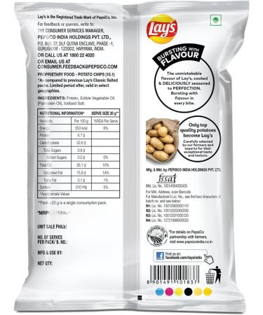 Lays & Kurkure Various Flavours Perfect Snack for Tea Time - Combination of Spice & Crunch Taste Up Your Life With Namkeen - Work Home Or School (Pack of 4 Lay's Classic salted Flavour) - Buy Online on GoSupps.com