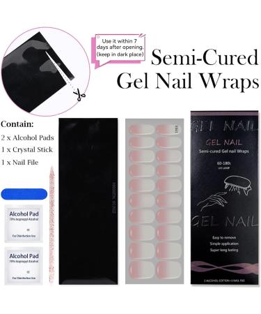 DMQ 20 Stickers Semi Cured Nail Wraps Soft Self-Adhesive Gel Nail Stickers (in The Mood for Love) Long-Lasting Gel Nail Polish Strips Manicure Stickers Set - Pink Gradient - Buy Online on GoSupps.com