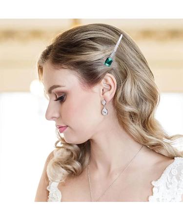Inilbran Vintage Emerald Crystal Wedding Hair Pin Clip Vintage Crystal Hairpin Barrette Green Gem Hairclips Pins Bling Cz Hair Pins Hairclip Decorative Bobby Pins Emerald Crystal Wedding Headpieces - Buy Online on GoSupps.com