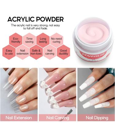 PEACECOLOR 2 x 8g Pink Acrylic Powder for Nail Extension 3D Carving French Nails Acrylic Nails Supplies AC-25 - Buy Online on GoSupps.com