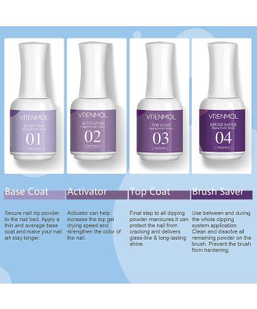 Vrenmol Dip Powder Liquid Set - 4pcs 0.5oz Activator, Base & Top Coat for Essential Manicure Kit - Buy Online on GoSupps.com