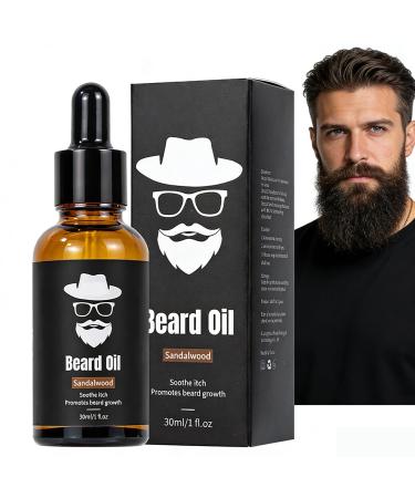 YSTJKD Men's Beard Oil Beard Growth Serum 30ml for daily beard care stimulates beard mustache and hair growth wood essential oil
