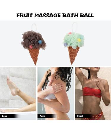 Kids Bath Shower Sponge Set - Exfoliating Loofah for Spa and Shower - Light Green Coffee - 2pcs - Buy Online on GoSupps.com