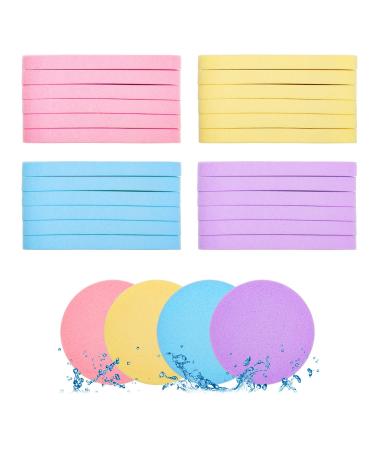 120Pcs Facial Compressed Facial Sponges for Women  Coldairsoap PVA Professional Makeup Sponge Female Removal Pads Compress Exfoliating Face Cleansing Rounds Wash Sponges as Halloween Christmas Gifts pink+yellow+blue+purp...