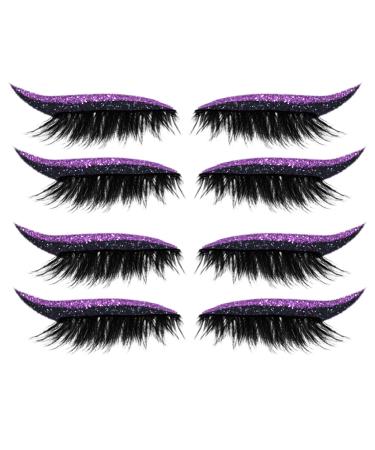 lisutupode Fake eyelashes 4 Pairs Reusable Eyeliner Eyelash StripsSelfAdhesive Makeup for Daily Use Travel Dates and Party Occasions Purple