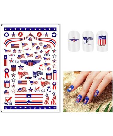 4th of July Patriotic Nail Stickers - 8 Sheets of America Flag Designer Decals for Acrylic Nails - Buy Online on GoSupps.com