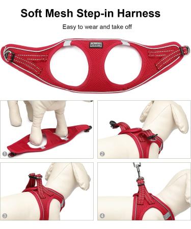 Suredoo Reflective Dog Harness with Leash - Anti-Train Chest Harness for Small Dogs & Cats - Red XS - Buy Online on GoSupps.com