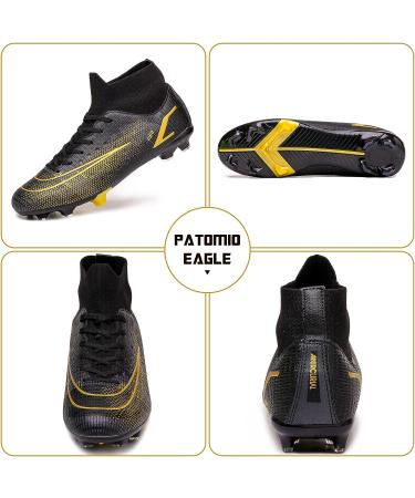 Patomio Eagle Men's Soccer Cleats - 10 Black - Ankle Support - Indoor/Outdoor Competition Training - Buy Online on GoSupps.com