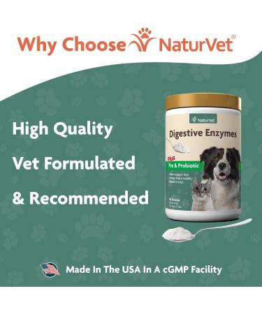 NaturVet Digestive Enzymes Plus Probiotic Powder for Dogs & Cats - 4 oz - Buy Online on GoSupps.com