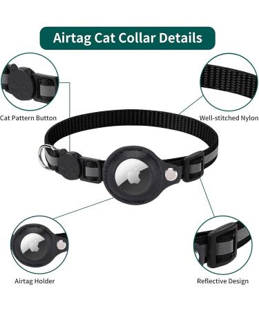 Kolacen Reflecting Airtag Cat Collar - Adjustable Safety Buckle Airtag Shell & Bell for Cats & Kittens (Black) - International Shipping - Buy Online on GoSupps.com