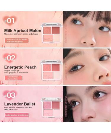 2 in 1 Blush Highlight Palette 2 in 1 Powdery Cream Texture Blush & Highlighter Matte Powder Blush Palette Long-Lasting 4-Color Sculpt the Face Makeup Suitable for All Skin Types(#02) - Buy Online on GoSupps.com