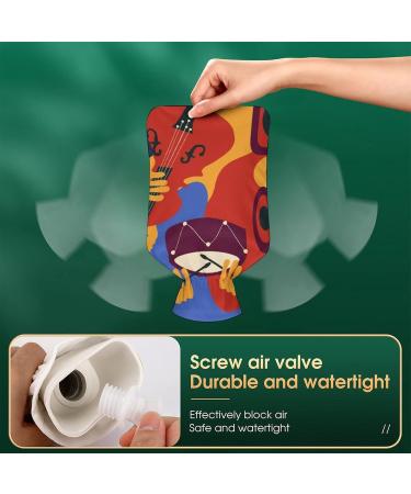 Hot Water Bottle with Lid - Jazz Musical Instruments Design | Rubber Hot Water Bag for Pain Relief Cramps & Foot Warmer - Ideal for Hot and Cold Therapy - Buy Online on GoSupps.com