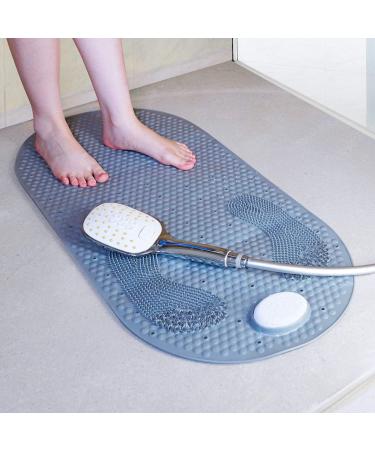 Foot Scrubber Shower Mat with Pumice Stone   80 * 40 cm Anti-Slip Shower Foot Scrubber Mat   Flexible TPE Foot Scrubber for Shower Floor   No-Slip Shower Mat for Feet Massage  Exfoliation