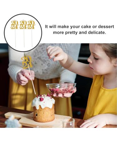 ibasenice 30pcs New Year Cupcake Toppers 2024 Cake Toppers Glitter Gold Cupcake Topper Cheers to 2024 Cake Picks Dessert Picks for New Years Eve Party Decoration Golden - Buy Online on GoSupps.com