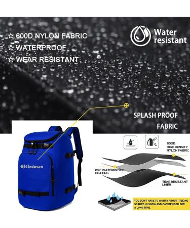 Qitindasen 50L Ski Boot Bag Ice Skate Backpack - Blue | Travel Storage for Helmet, Goggles, Gloves, Skis, Snowboard & Accessories - Buy Online on GoSupps.com
