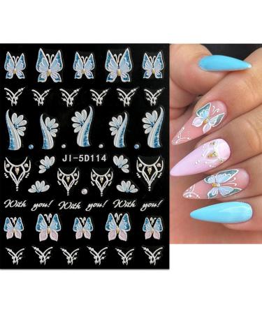 JMEOWIO 3D Embossed Flower Nail Art Stickers Decals Self-Adhesive 5D Spring Summer Floral Petal Colorful Nail Supplies Nail Art Design Decoration Accessories 4 Sheets - Buy Online on GoSupps.com
