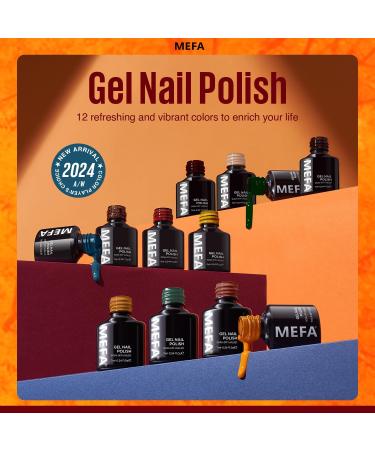 MEFA Brown Gel Nail Polish Set 12 Colors Autumn Winter Red Orange Gel Polish Set Soak Off UV Led Green Nail Gel Manicure at Home DIY Salon for Women - Buy Online on GoSupps.com