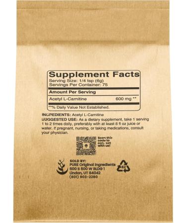 Buy Pure Original Ingredients Acetyl L-Carnitine Powder 1 lb - High-Quality Amino Acid Supplement for Energy & Focus - Buy Online on GoSupps.com