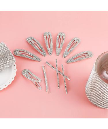 16-Piece Rhinestone Snap Hairpin Set for Women and Girls - Crystal Wedding Hair Clips and Barrettes - Buy Online on GoSupps.com