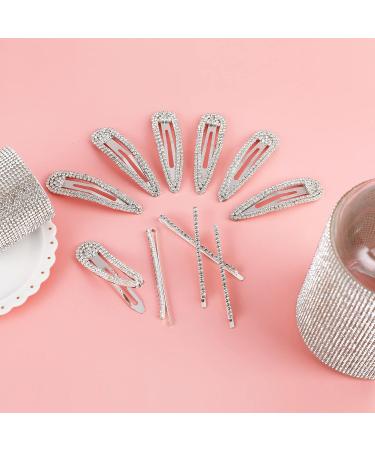 Shop Aster 16-Piece Rhinestone Hair Clips for Women | Glossy Metal Snap Hairpins & Water Drop Design | Stylish Silver Hair Accessories - Buy Online on GoSupps.com