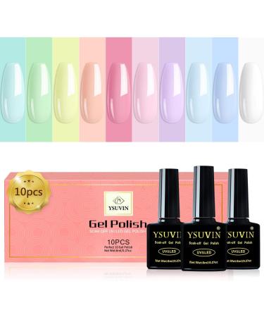 Yueshop 80ml Macaron Candy Pastel Gel Polish Set - 10 Colors UV/LED Soak Off Long Lasting Varnish for Manicure - Buy Online on GoSupps.com