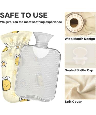 Naanle Sweet Bee & Flower Hot Water Bottle 1L - Transparent Cover for Pain Relief & Warmth | Ideal for Bed Hands & Feet - Buy Online on GoSupps.com