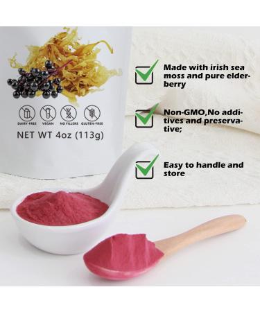 Irish Sea Moss Powder with Black Elderberry - 4oz | Vegan, Non-GMO, Gluten-Free - Buy Online on GoSupps.com