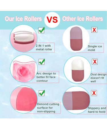 Ice Roller 2 IN 1 Facial Massager for Eyes & Neck - Puffiness Relief & Depuffing Eye Bags - Reusable Silicone Beauty Tool - Blue - Buy Online on GoSupps.com