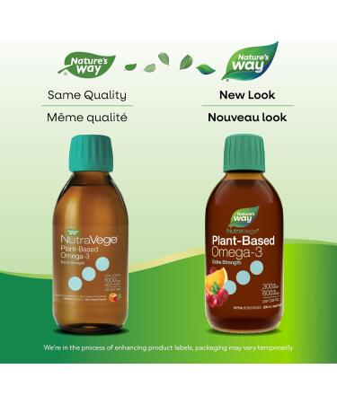 Nature's Way NutraVege Plant-based Omega-3 Extra Strength Vegetarian Liquid Omega-3 Supplement with 1000mg EPA + DHA - Cranberry Orange Flavour Supports Healthy Heart Eyes and Brain Function in Adults 200 mL Cranberry Orange Flavour 200 ml (Pack of 1) - Buy Online on GoSupps.com