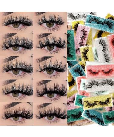 25mm Mink Lashes Fluffy Long Eyelashes Pack 8D Dramatic Thick Volume Lashes 20 Pairs 10 Styles Fake Eyelashes Bulk by HeyAlice 22-25mm