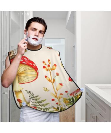 Mushrooms Print Beard Bib Apron - Non-Stick Hair Catcher for Men | Perfect Shaving Gifts - One Size Black - Buy Online on GoSupps.com