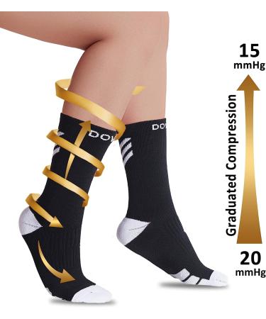 Dovava Dri-Tech Compression Crew Socks - 4 Pairs - Anti-Blister, Comfort Fit - Large-X-Large - Black - Buy Online on GoSupps.com