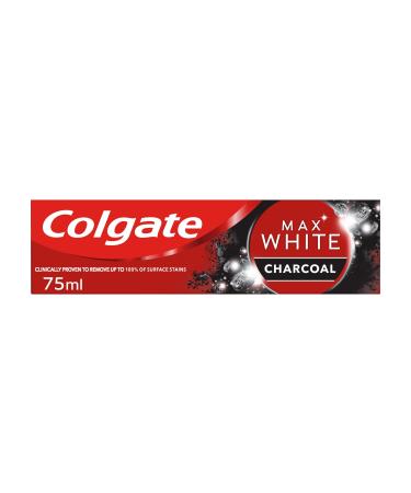 Colgate Max White Charcoal Toothpaste 75ml Teeth Whitening Toothpaste Clinically Proven Formula Removes Up to 100% of Surface Stains with Activated Charcoal & Mineral Micro-particles