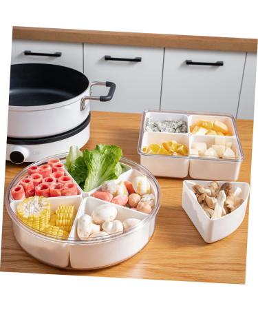 Mikinona Dried Fruit Plate Lunchbox Party Tray with Lid Candy for Kids Serving Candy Boxes Section Round Tray 26X7.5CM White - Buy Online on GoSupps.com