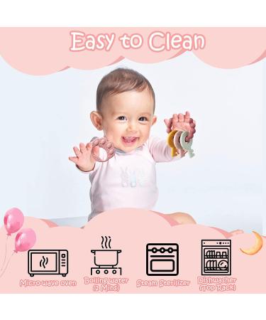 BWkoss 2Pcs Silicone Teething Toys - Pink Baby Wrist Teether Set for Infants & Toddlers, Key Paw Design - Baby Shower, Birthday, Valentines, Easter Gifts - Buy Online on GoSupps.com