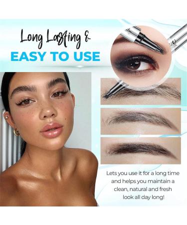 Blapee Eyebrow Pencil Atikisoi Eyebrow Pencil Eyebrow Microblading Pen 3D Waterproof Microblading Eyebrow Pen with 4 Tip Brow Pencil Long-Lasting Fills Brow Makeup (Grey) - Buy Online on GoSupps.com