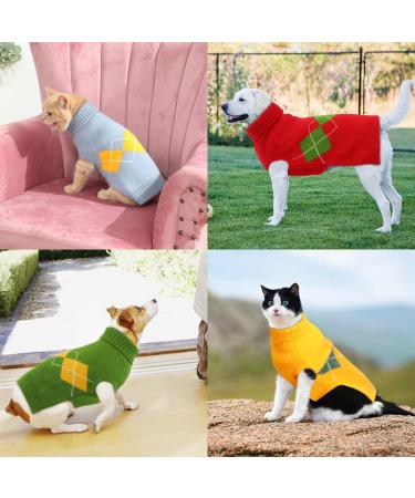 Warm Diamond Pattern Dog & Cat Sweater - Perfect Winter Knitting for Small Breeds & Puppies - Red - Buy Online on GoSupps.com