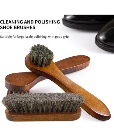 Shoe Brush 2 Wooden Boot Brush Polish Brushes Kit Shoe Shine Brush Cleaning Brushes Horsehair Brush for Leather Shoe Cleaning Buffing Polishing - Buy Online on GoSupps.com