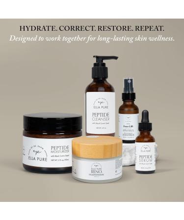 ELLA PURE Peptide Face Moisturizer with Collagen Peptides & Natural Oils - Hydrating Cream with Vitamin B5 Aloe Vera & Organic Botanicals for Daily Skin Care - Nourishing Formula for All Skin Types - Buy Online on GoSupps.com